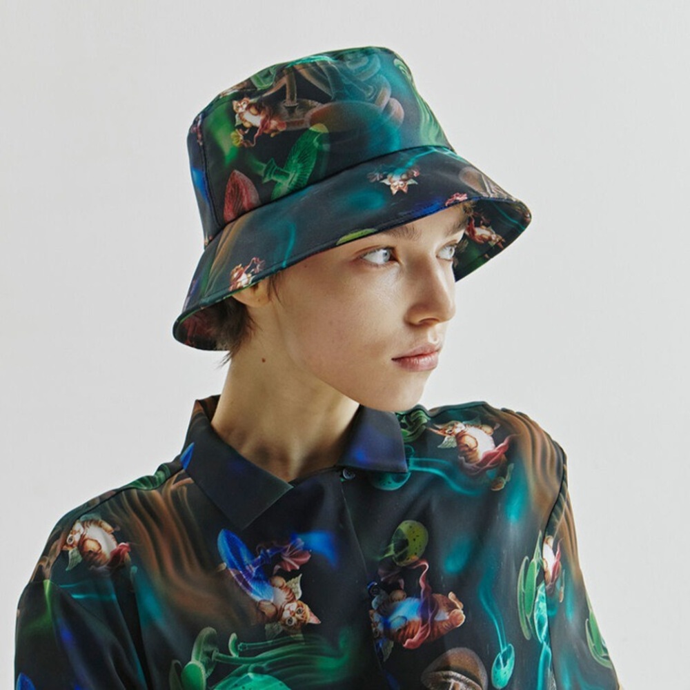 Vegan Tiger Angel Kitten Cat Jellyfish Novelty Print Bucket Hat Multi